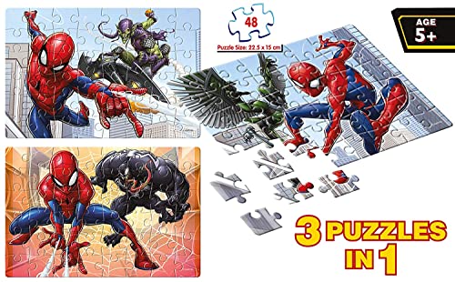 Image of Frank Spider Man Jigsaw Puzzle for 5+ Years, Set of 3, Multicolour - Engaging Puzzle for Kids - Fun & Challenging Brain Booster Games - for Focus and Mmemory - 90147