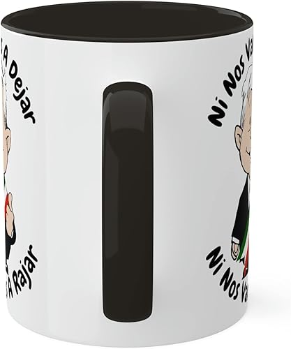 Miniatura 7 de AMLO - Taza de café Ni Nos Vamos A Dejar Ni Nos Vamos A Rajar con divertidos dibujos animados Muñeco AMLITO Taza de cerámica blanca brillante con