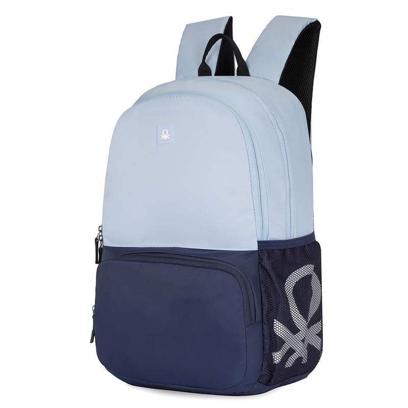 Image of UNITED COLORS OF BENETTON Laptop 2 Compartment Backpack for Unisex, Light Blue+Navy, One-Size, Pyro, 21 Litre