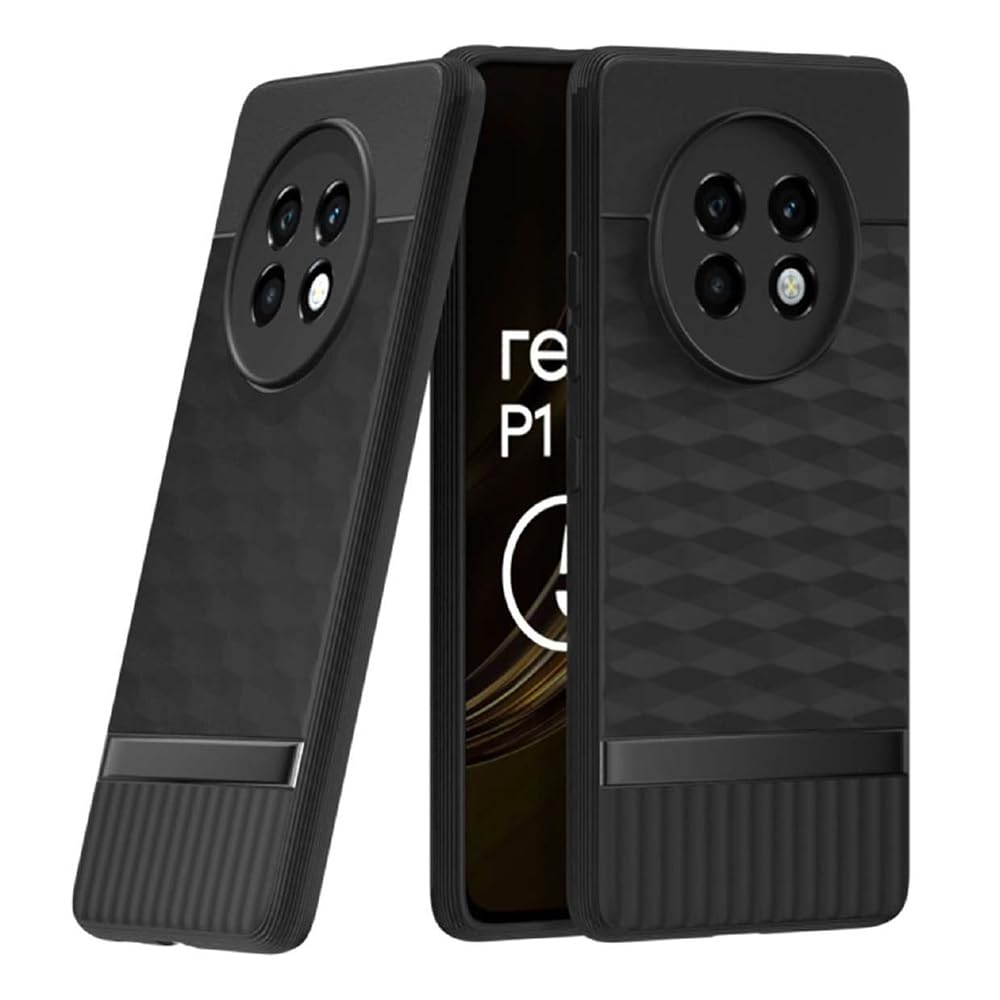 Shockproof Case for Realme 13 Plus 5G / P1 Speed 5G | Full Camera Protection | TPU Flexible Back Cover for Realme 13 Plus 5G / P1 Speed 5G (Matte Black)