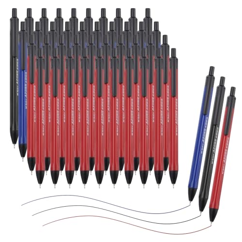 Bolígrafos retráctiles PATIKIL, 40 unidades de punta fina 0.7 mm, tinta roja, negra y azul