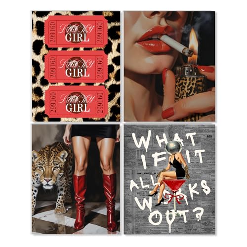 LUKIPOM Trendy Funky Retro Y2K Bar Wall Art Prints 8x10