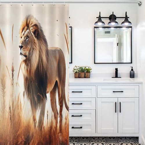 Rideau de douche lion 92x183 cm imperméable pour baignoire - 5