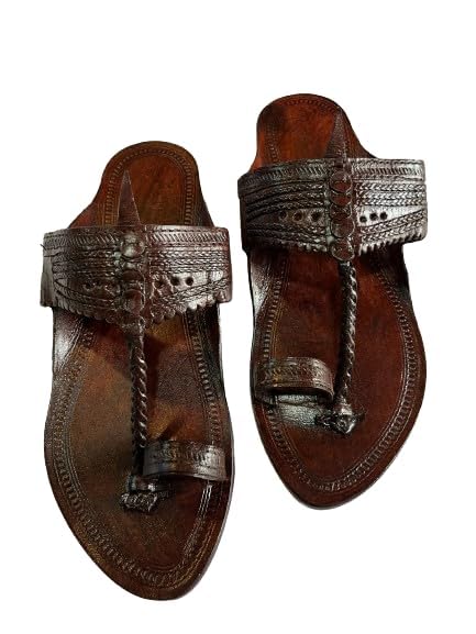 Pure Leather With Veg Tanning Kolhapuri Chappal For Men’s by Prabhat Footwear | Ethnicwear Slip-on Flat (Brown, 6) (B0CXSVXNQD) Amazon Price History, Amazon Price Tracker