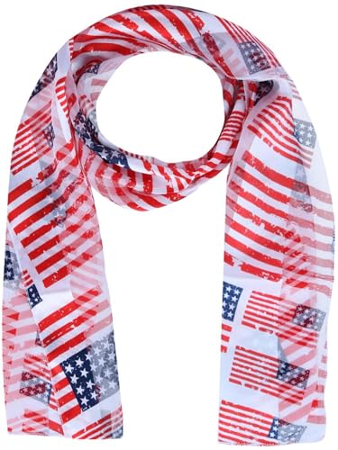CTM Women's Lightweight Satin American Flag Print Scarf4