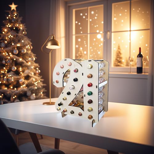 Soporte para botellas de licor de madera para 21 mini botellas miniatura 2