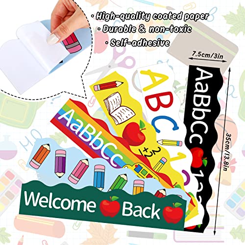 Image of Whaline 69Ft Back to School Bulletin Board Borders Colorful Pencil Apples Border Trim Stickers Welcome Back First Day of School Decorations for Classroom Chalkboard Home Party Decor