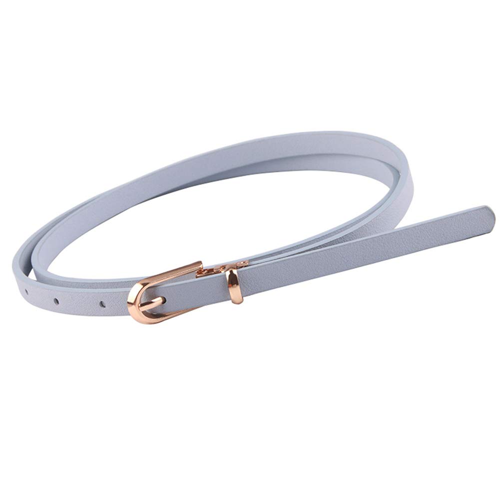 Women's Skinny Belt Solid Color Slender Waistband Thin Leather Waist Belt Strap for Dress Paints Casual Decor(Light blue)