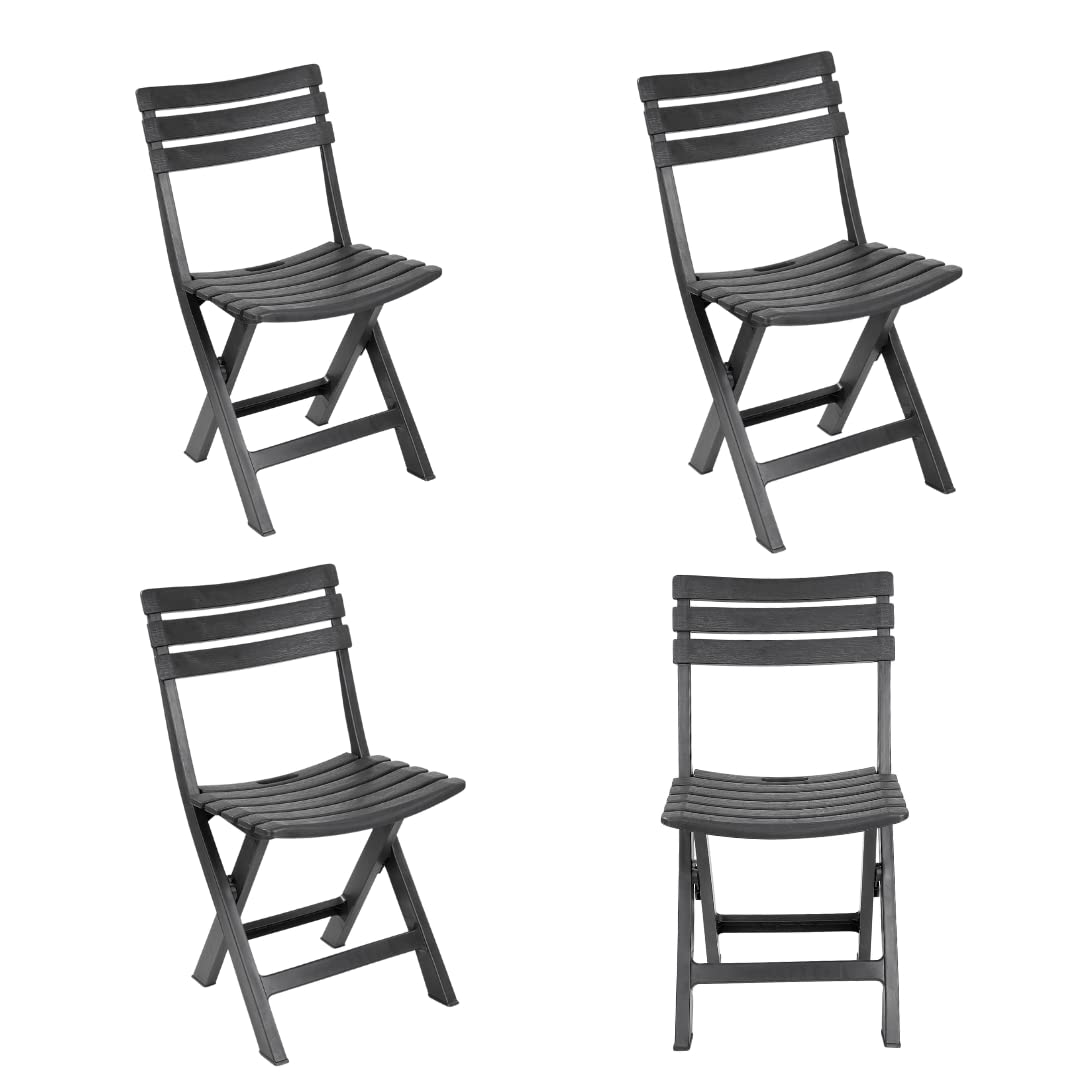 URBNLIVING Collapsible Outdoor Folding Garden Chair Camping Patio Pool Lounge Seat (79x41.5cm, Anthracite, 4)