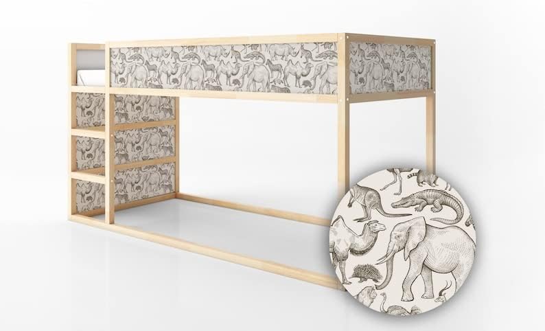 KURA Bed Hand Draw Wild African Animals Animal Decals Sticker Furniture Decals for Nursery Adhesive