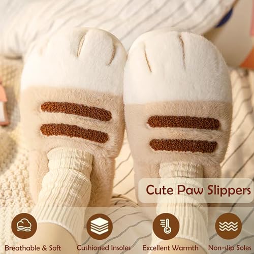 Cute Paw Slippers for Women, Fuzzy Memory Foam Full Slippers, Slip-On Novelty House Slippers for Indoor & Outdoor Use3
