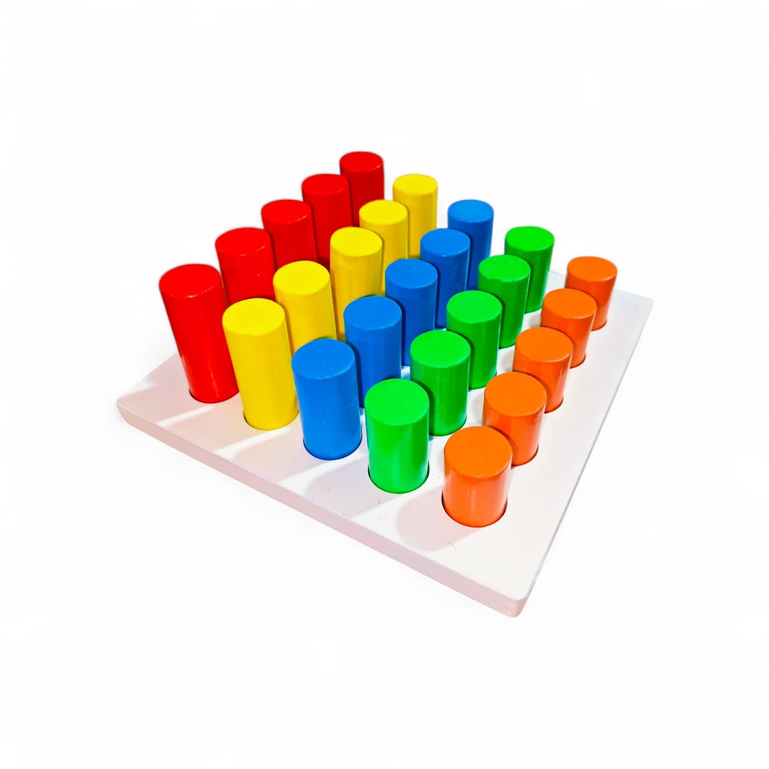 Round Multi Shape Peg Board Toys Educational&Learning Toy Autism Therapy Toys for Kids Colour Cognition Stacking&Sorting Wooden Peg Board Block Toys (Multicolor), 25 Pcs-image-41