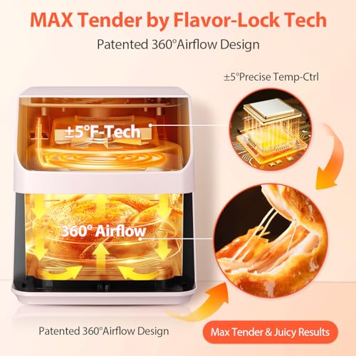 Beelicious 5.8QT Large Air Fryer, 12-in-1 Digital Airfryer with Clear Window, 40+ Recipes, Flavor-Lock Tech, Shake Reminder, Compact, Quiet, Dishwasher Safe, Nonstick (Cherry Pink) - Image 4