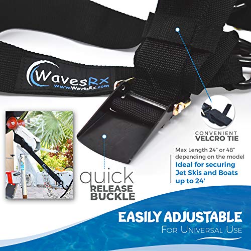 image for WAVESRX Marine Boat Trailer Transom Tie-Down (2 Pack) | Adjustable up 