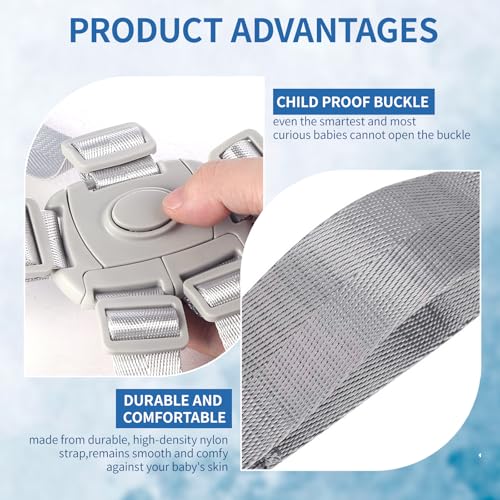 Image of High Chair Straps Replacement Compatible with Ingenuity Graco High Chair, 5 Point Harness HighChair Straps Fit for Ingenuity, Adjustable Safety Belt High Chair Accessories for Most High Chairs