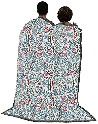 Image of Pure Country Weavers William Morris Sweetbriar Frost Blanket - Arts & Crafts - Gift Tapestry Throw Woven from Cotton - Made in the USA (72x54)
