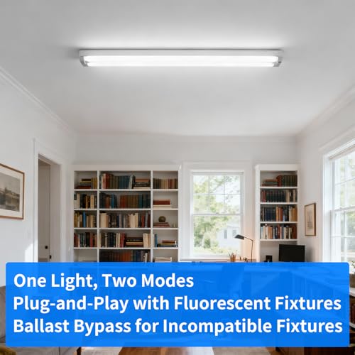 SUSLUM Fluorescent Light Bulbs 48 inch, T8 LED Bulb 4 Foot Type A+B Replacement for F32T8 or F40T12 Tube, 24W 3200LM 5000K Daylight, Double or Single End Powered, 2-Pack - Thumbnail 2