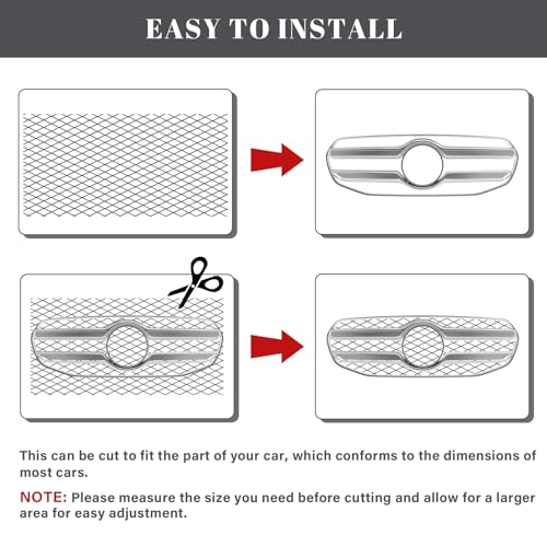 Image of GOSCHE 40 inchx13 inch Universal Car Grill Mesh, 6x12 mm Rhombic Hole Grill Inserts for Automotive Front Bumper, 100x33 cm Multifunctional Black Painted Aluminum Front Grill Assembly, 2 Pack