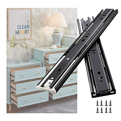 20Pcs 20in Soft Close Drawer Slides, 3-Section Full Extension Ball Bearing Undermount Drawer Slides, 100 LB Side Rear Mount Heavy Duty Drawer Runners, for Kitchen Cabinet Drawers Slide Out