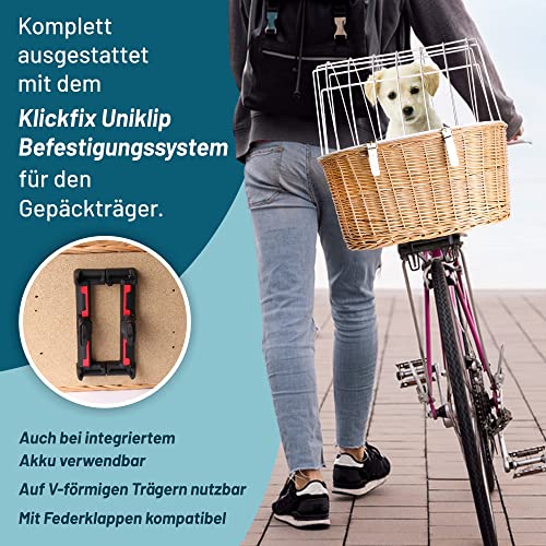 Pulp + KLICKfix Hundekorb Doggy Basket für alle Gepäckträger geeignet - inkl. Kissen und Regenhaube
