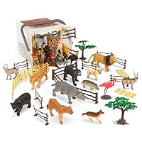 Terra By Battat – 60 Pieces Jungle Animals Playset – Educational Toys for 3+ Years Year Olds – Realistic Plastic Figurines & Accessories – Includes Giraffe, Lion, Tiger, Zebra & More