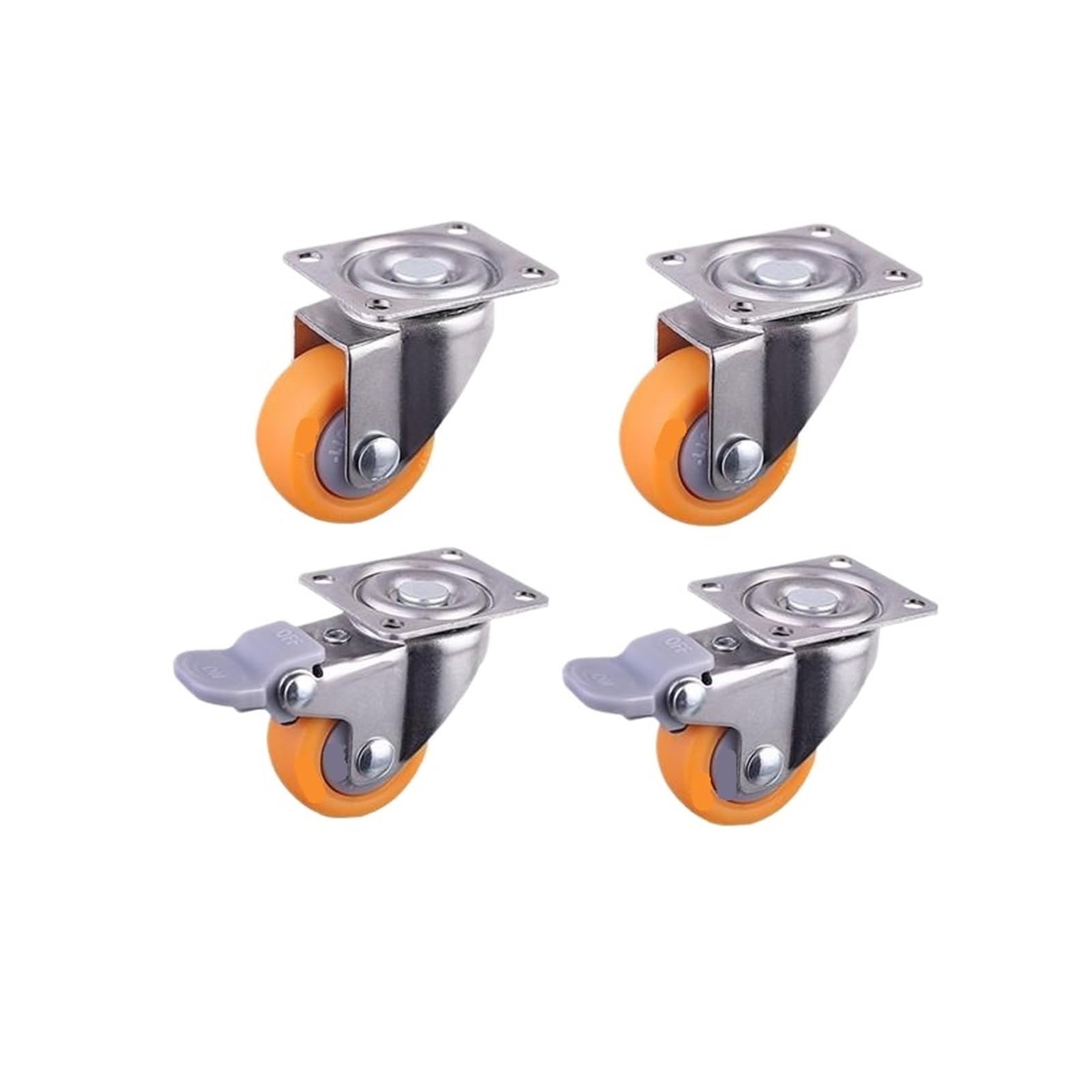 MXXDMOPD 4 Pieces/lot 1.25 inch Screw Caster Orange PP Furniture Wheel Silent(J)