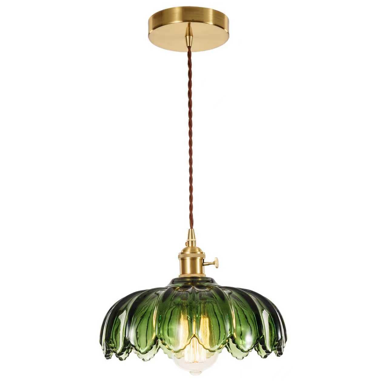 XZHGCEE Glass Pendant Light Green Ceiling Light, Hanging Ceiling Lights Vintage Pendant Light, Pendant Lights for Kitchen Island Bedroom Hallway Study Room Coffee Bar — image 1
