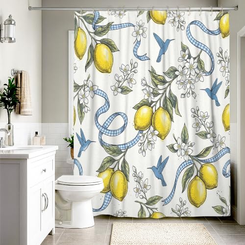Rideau de douche extra long de qualité supérieure en polyester imperméable jaune citron