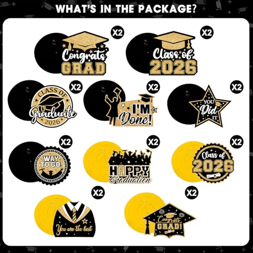 20 Pack Graduation Party Decorations 2026 - Congrats Grad Hanging Decoration, Black Gold Glittery Graduations Hanging Swirls Ceiling Streamers Ornaments for Class of 2026 Graduation Decorations Favors — view 4