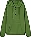 Pullover Hooded Sweatshirt for Women Long Sleeve Button Down Drawstring Pullover Fall Trendy Outwear with Pockets (Light Green,X-Large)