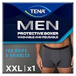 TENA Men Protective Boxers, Discreet Fit Washable Incontinence Pants that Protect from Light Leaks to keep you feeling Dry, Comfortable and Confident. Pack of 1 Grey Size XXL