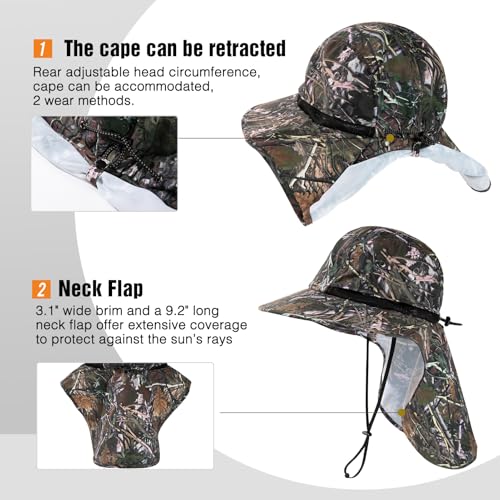 Image of Oversized XL XXL Mens Sun Hat Big Head Neck Flap Shade Waterproof UPF50+ Wide Brim Hat Fishing Safari Hiking