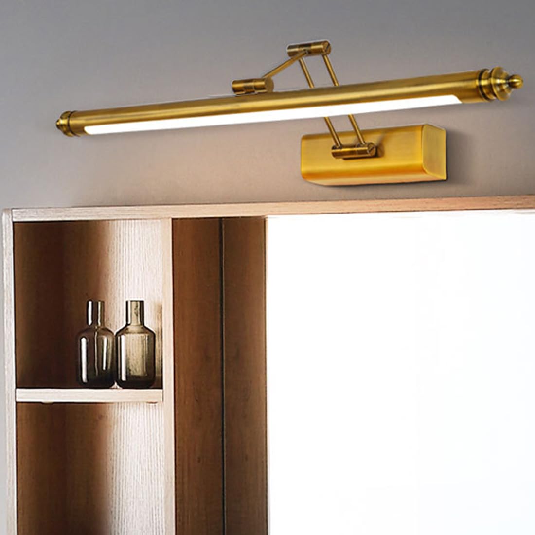 DESLP Lampada Da Specchio Bagno Vintage, Luce Da Specchio Retro Ottone Con Braccio Regolabile E Base I Gxt 9imbzgr5snsn 2ba