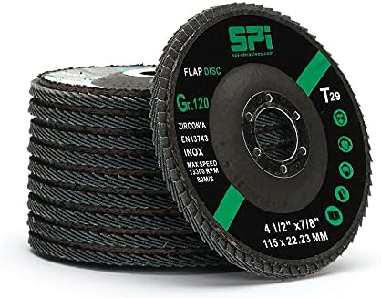 SPI Flap Discs 115mm 120 Grit, Abrasive Sanding Discs Flap Wheel For Angle Grinder, 10-Pack