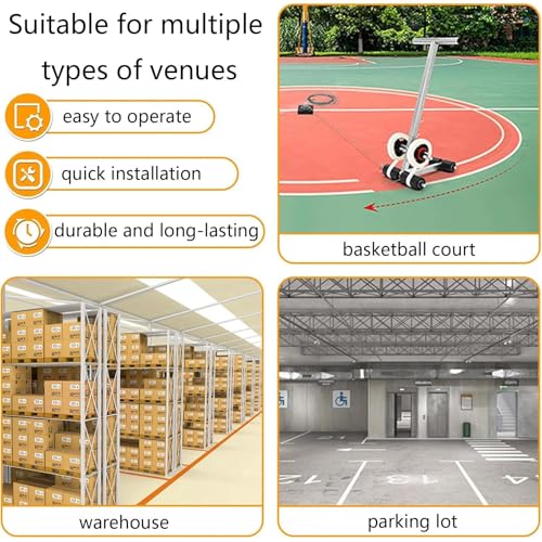 Kit de marcado de línea de empuje manual ajustable para canchas deportivas, estacionamientos, parques infantiles y campos atléticos, aplicador de cinta preciso para diseño de cancha de bricolaje