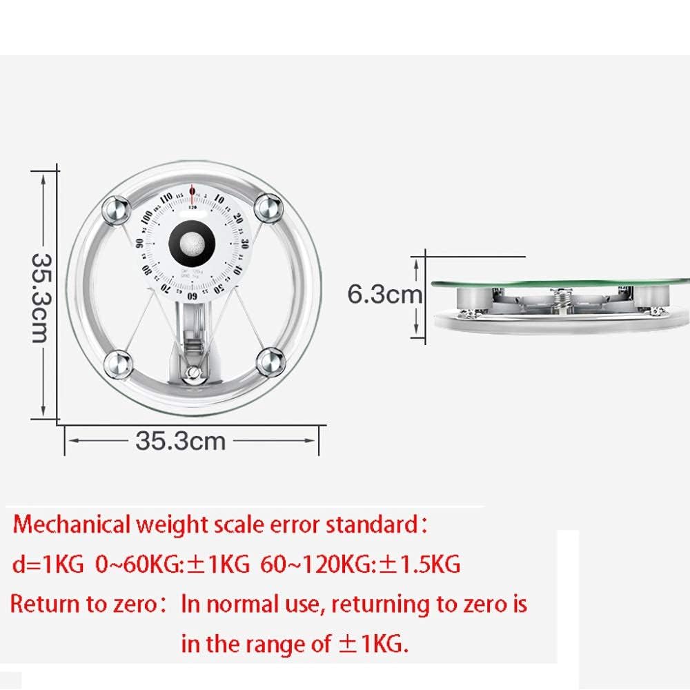 McbeAn Mechanical Weight Scales, Round Transparent Weight Scale, 155mm Dial, No Batteries, Weigh Up to 120 Kg,high-Precision Spring Scale, for Hotel Household Gym