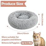 Cat Bed - Calming Cat Bed for Small Kittens Donut Washable Round for Indoor Kittens and Puppies, Anti-Slip Round Fluffy Plush Faux Fur, Small, Light Grey - Image 2