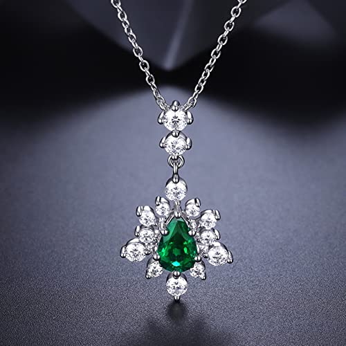 Collier en argent sterling pour filles avec pendentif émeraude poire - 2