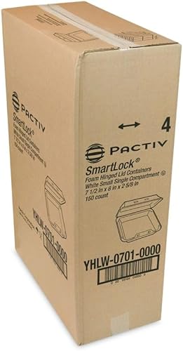 Miniatura 3 de Pactiv Evergreen SmartLock - Recipiente de espuma con tapa con bisagras, pequeño, 7.5 x 8 x 2.63 pulgadas, blanco, 150/caja