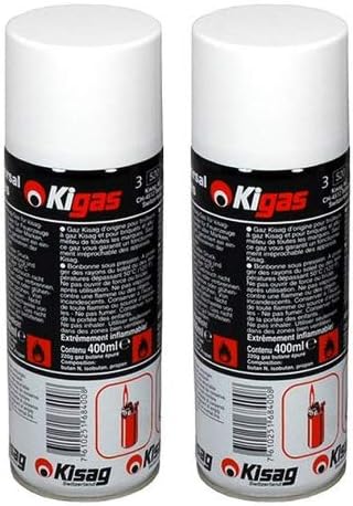 Kigas Kisag 2 x Replacement Gas Refill Bottle Lighter Gas Creme Brulee Replacement Gas (400 ml)