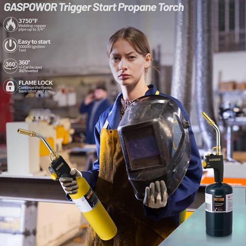 Image of Propane Torch Head with Igniter, High Intensity Gas Torch Head, Torch Head Fuel by Propane,MAPP,Trigger Start GasTorch,Welding Torch,Blow Torch(Fuel Not Included)