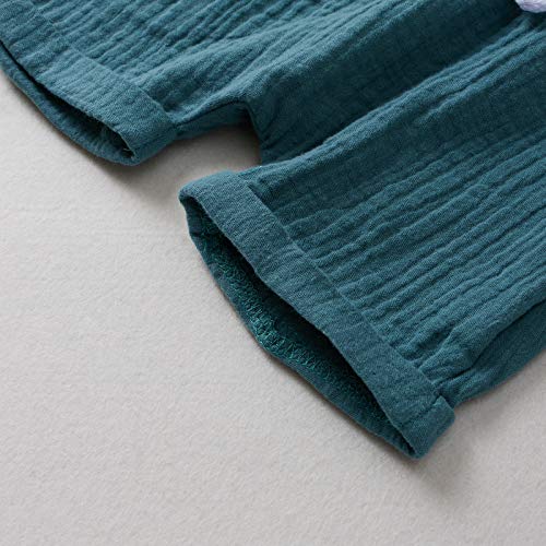 Fhutpw Baby Boys 2Pcs Summer Outfits Short Sleeve T-Shirt Tops Elastic Waistband Shorts Set Toddler Clothes (Linen Dark Blue, 6-12 Months) #TOP6