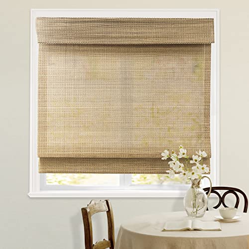 Blackout Cordless Blinds Bamboo Roman Shades, Custom Window Shades With Lining, Natural 100% Bamboo Blinds For Windows, Pattern 21 #TOP1