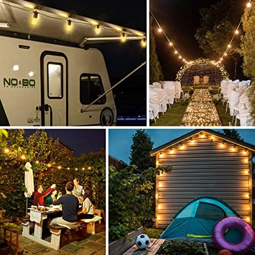 ROMANJOY Outdoor String Lights USB Powered, Dimmable, 24.6FT Touch Control 10Pcs 2700K Warm White 1W S14 Shatterproof Edison Bulbs, Waterproof String Light for Camping Tents, Xmas Decor