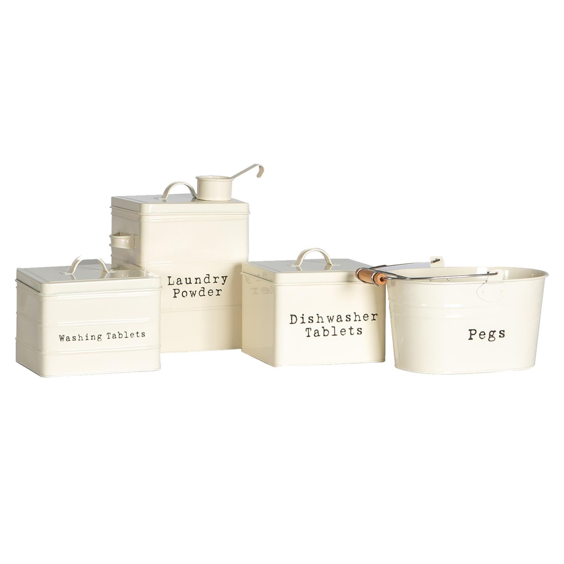 Harbour Housewares - 4 Piece Vintage Metal Utility Canisters Set