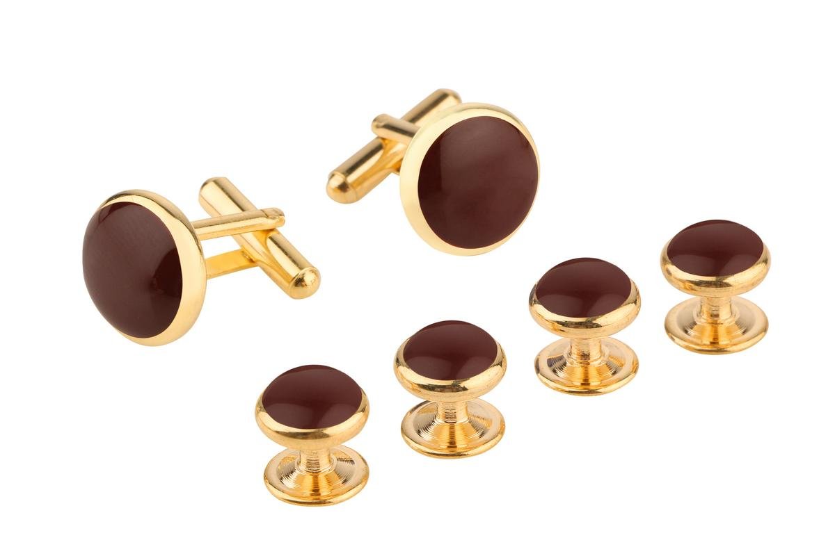 Cufflinks For Men Black And Golden Gold Brown Tuxedo Button Studs With Matching Cufflinks In A Gift Box Tshosil1679-image-37