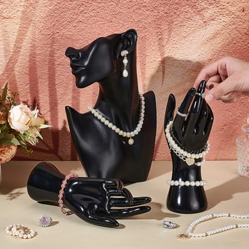 Support de buste noir en plastique pour ranger vos bijoux