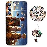 Staremeplz Samsung Galaxy S24 Ultra Case Demon -Slayer Kokomi Anime Design [with Vision Keychain and 50pcs Stickers] Cartoon Transparent Soft Silicona Case for Samsung Galaxy S24 Ultra