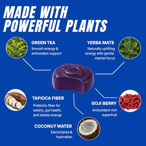 Image of OKU Energy Gummies with Caffeine from Green Tea & Yerba Mate, Clean Energy & Focus, Coconut Water for Hydration, Vegan, Gluten-Free, Grape (8-Pack)