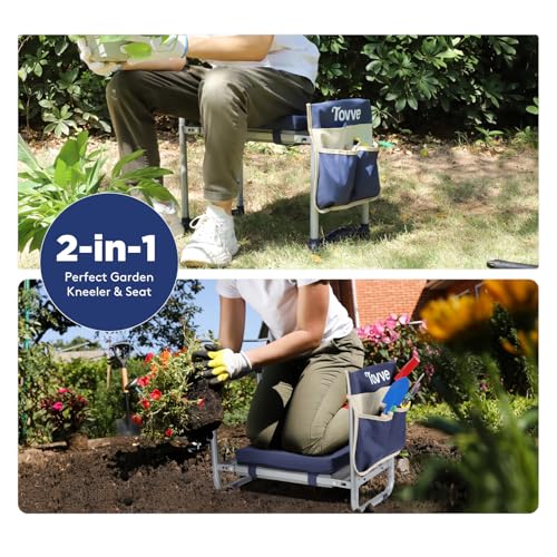 Foldable Garden Kneeler and Seat, Heavy Duty Garden Stool with 10" Wide Detachable Kneeling Pad, Portable Garden Bench Chair with Large Garden Tool Bag, Gardening Gifts for Women, Seniors, Mom - Image 4